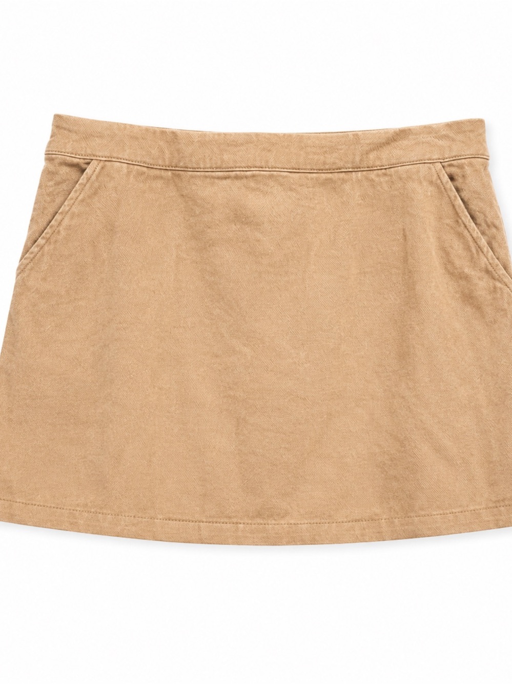 Pink Lily Tan Cotton A-Line Mini Skirt Pockets Size Large